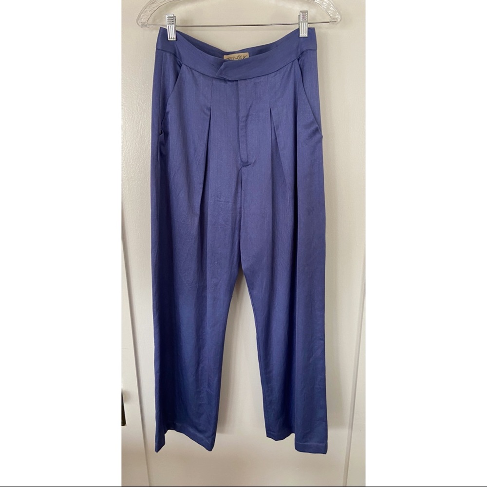 100% Silk Blue Trousers